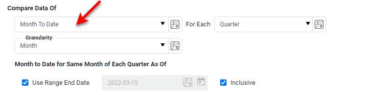 select Quarter To Date and set period to date options
