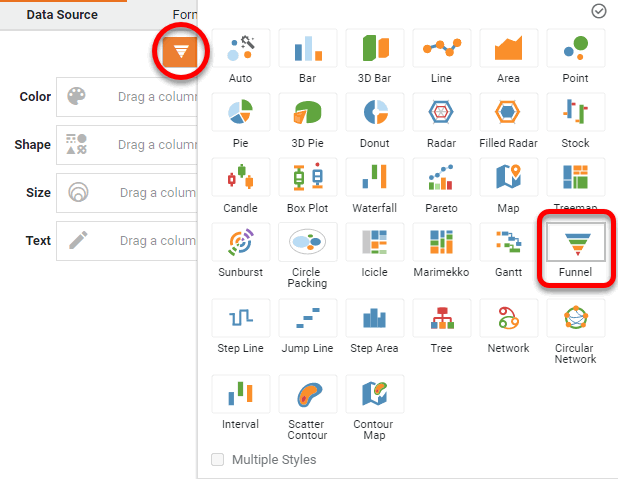 select funnel chart style