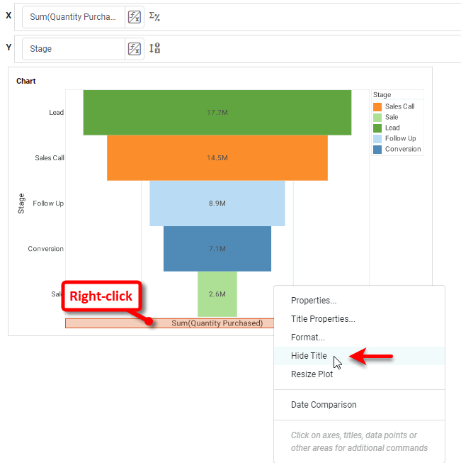 hide axis title on funnel chart