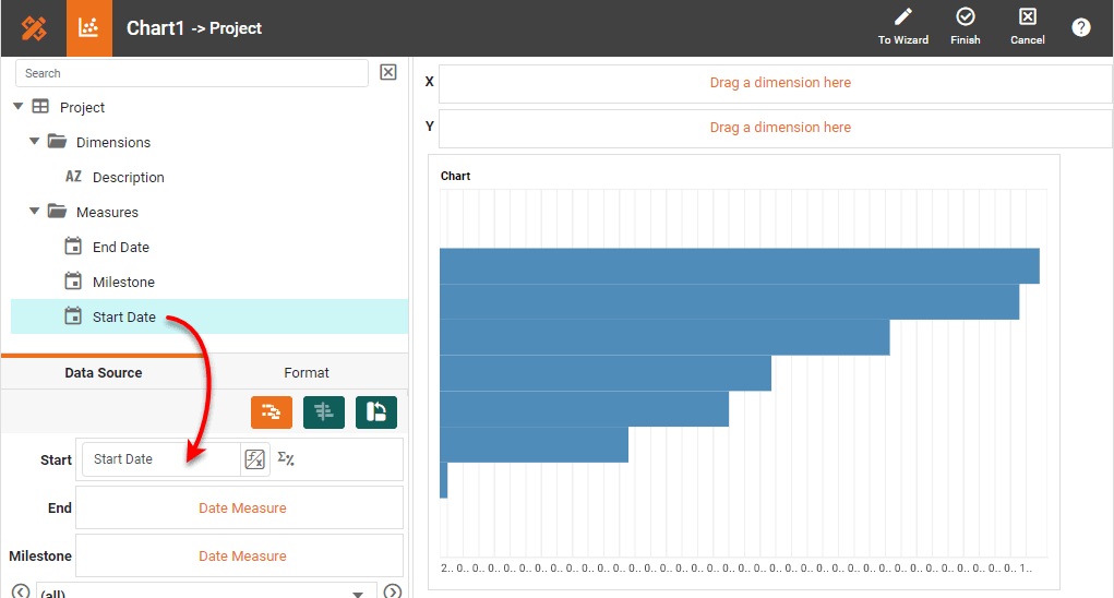drag start date to Start region