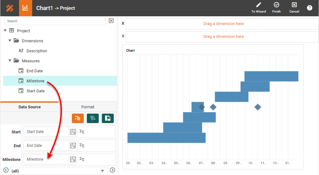 drag milestone to Milestone region