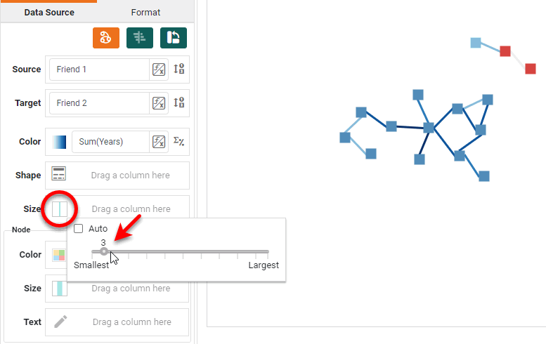 set fixed size or color for network chart lines