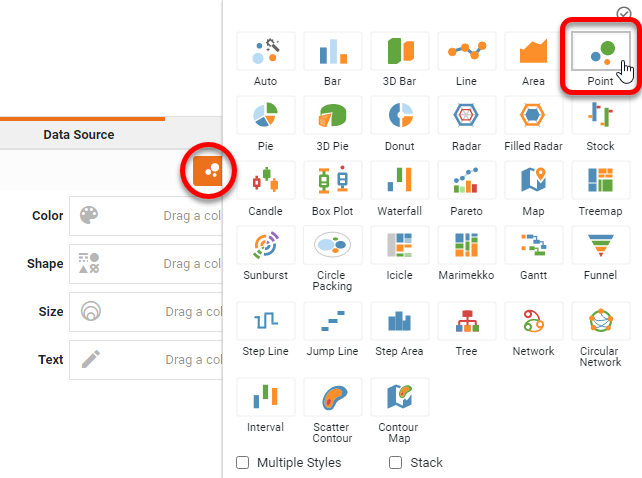 choose Point chart style and press Apply