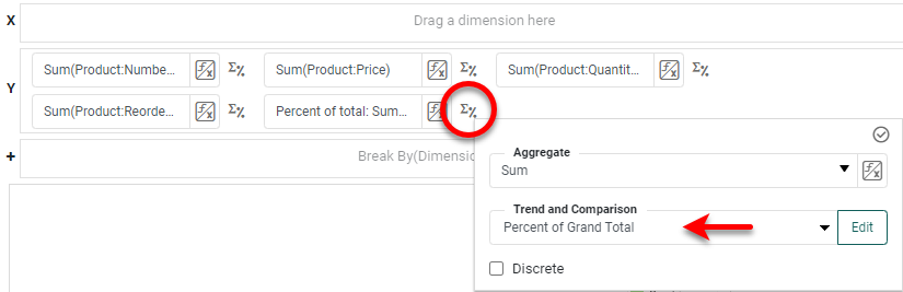 select Aggregate and Trend and Comparison for radar measure