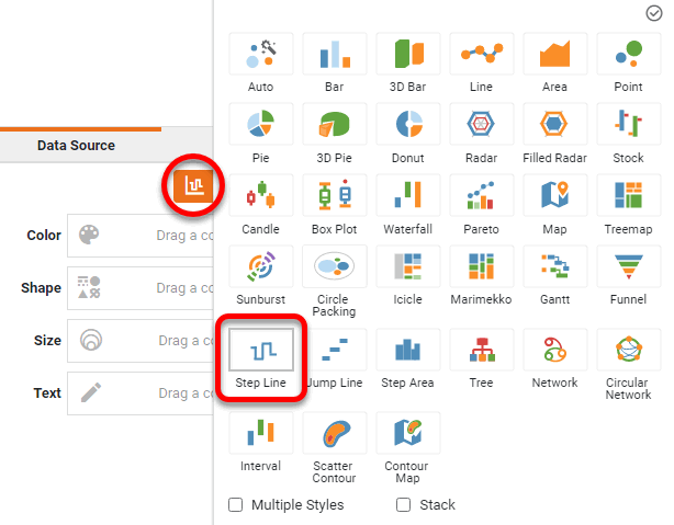 select step line chart style