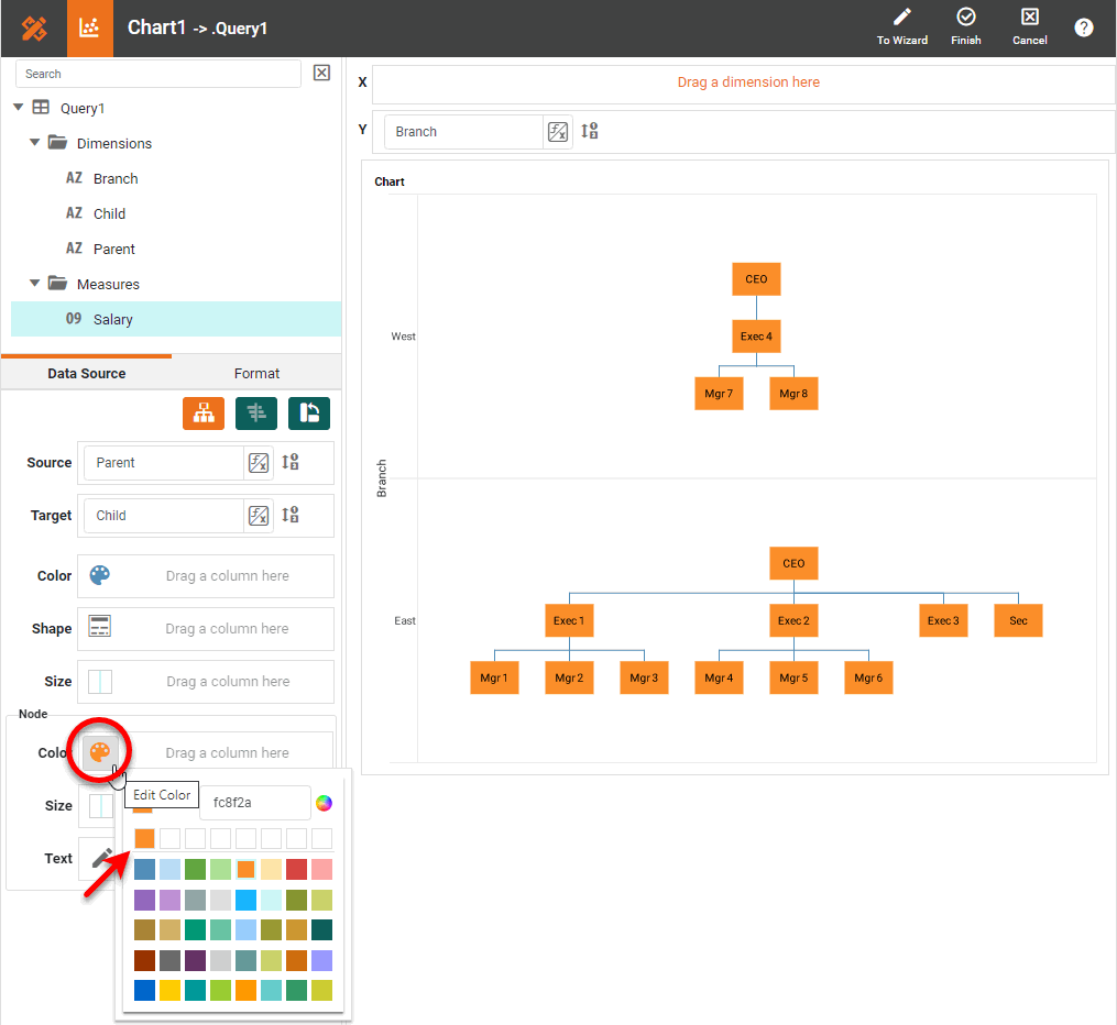 set fixed size or color for nodes