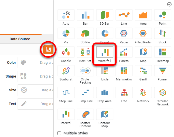 select waterfall chart style