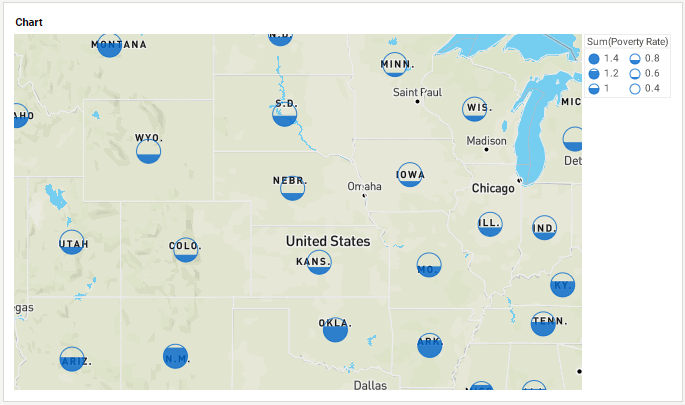 map chart with zoom level set to 5 on default background