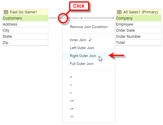 click join link and select Right Outer Join from context menu