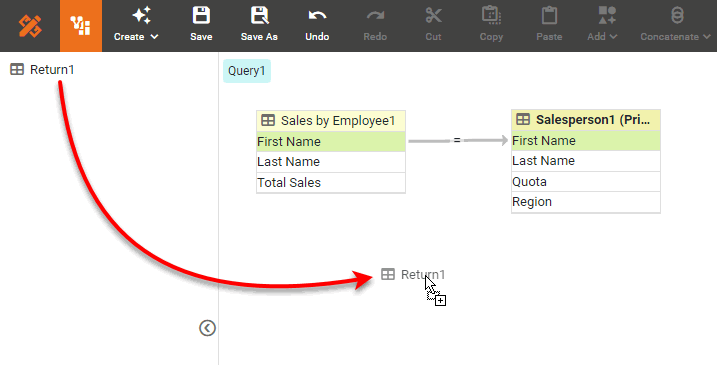 drag additional table from left panel into the Join Editor