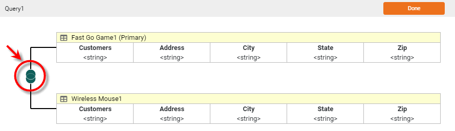 Concatenation Editor showing connector line between data blocks