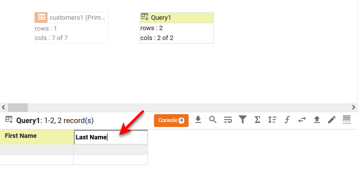 column headers renamed to First Name and Last Name in embedded table