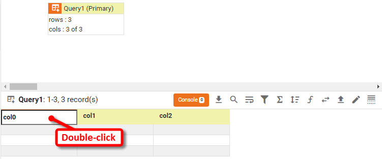 double-click column header to switch cell to editing mode