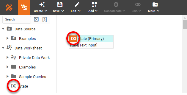 State variable shown in left panel with variable icon