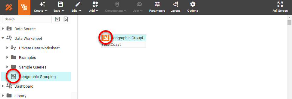 Geographic Grouping shown in left panel with group icon