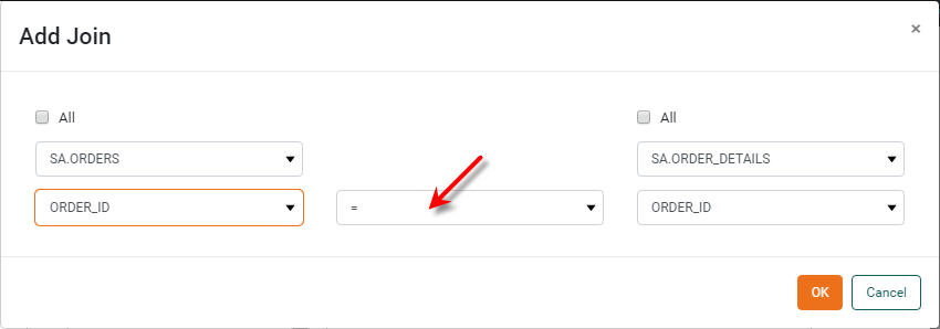 Add Join dialog with table and join field menus and join operator