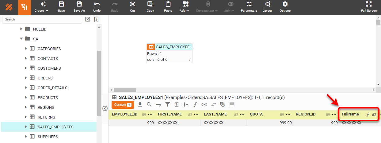 new expression column added to the data block