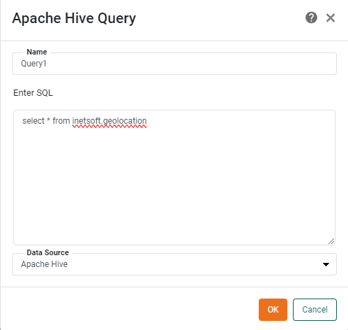 SQL field with Hive SQL string entered for execution