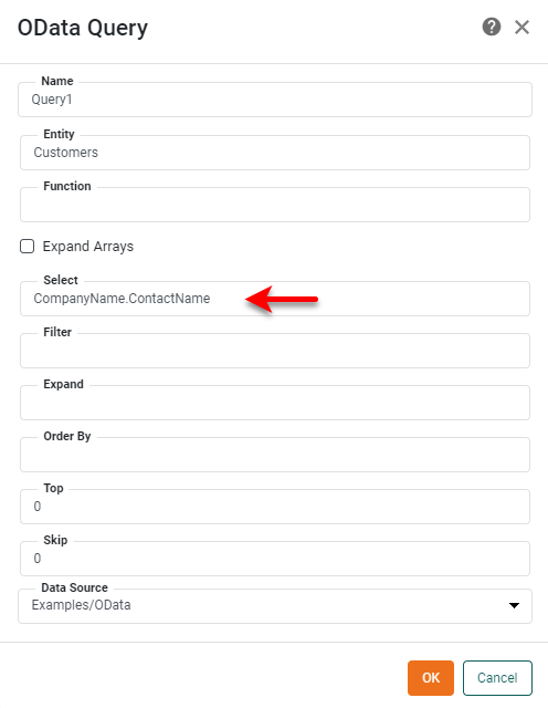 Select field with comma-separated column list entered