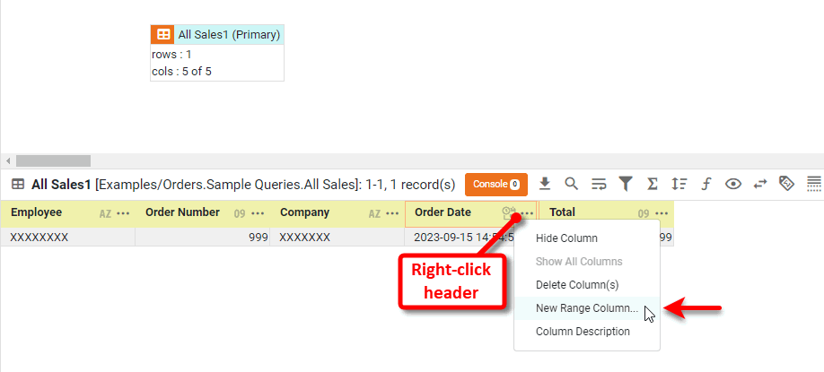 right-click date column header and select New Range Column