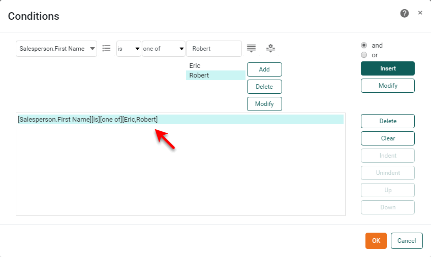 ”specify pre-aggregate condition using menus in the Condition panel”