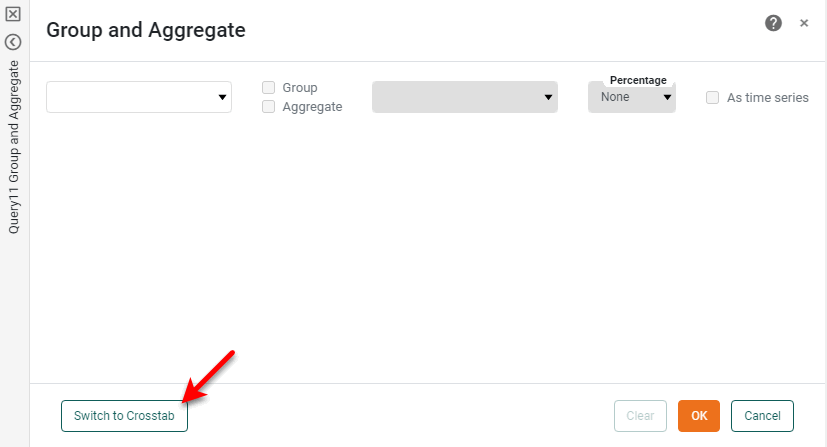 press Switch to Crosstab button to display crosstab binding interface