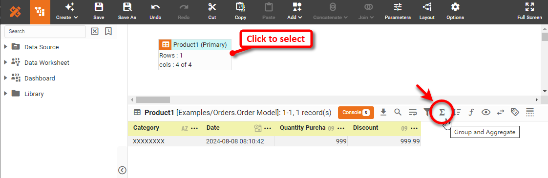 press Group and Aggregate button in the bottom panel