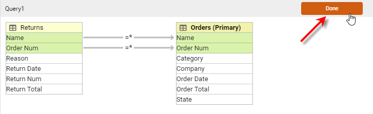 press Done to close the Join Editor and create the joined data block