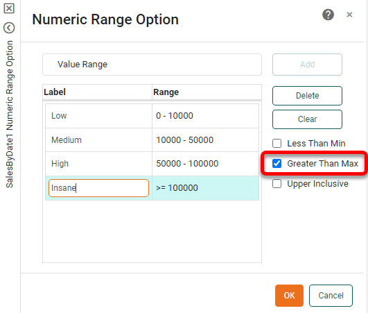 select Greater than Max option and enter label for values above maximum