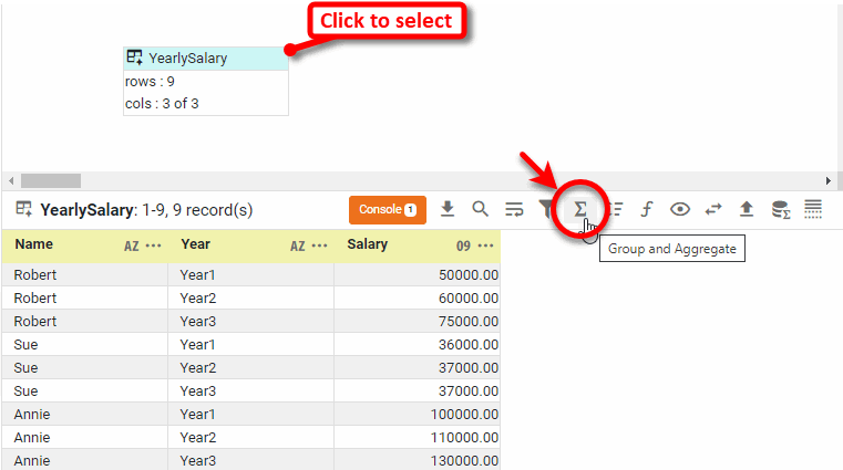 press Group and Aggregate button in the bottom panel toolbar