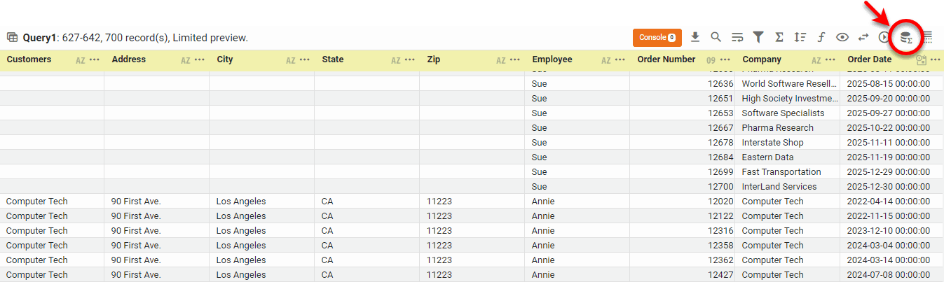 right outer join preview showing all records from All Sales including unmatched rows