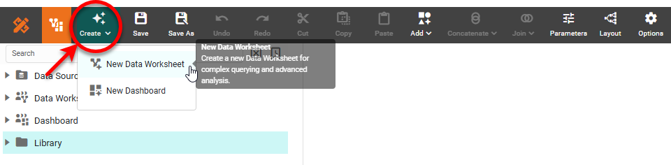 press Create button in Visual Composer and select New Worksheet
