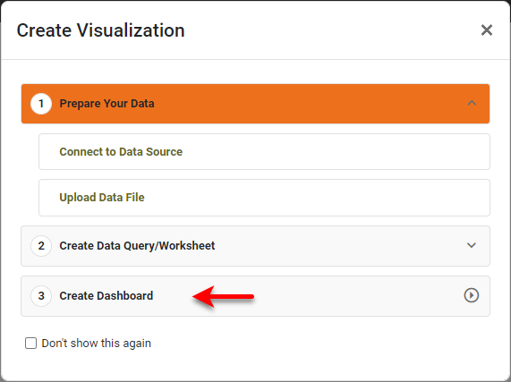 press Create Dashboard button