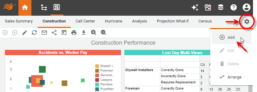 press Dashboard Configuration and select Add