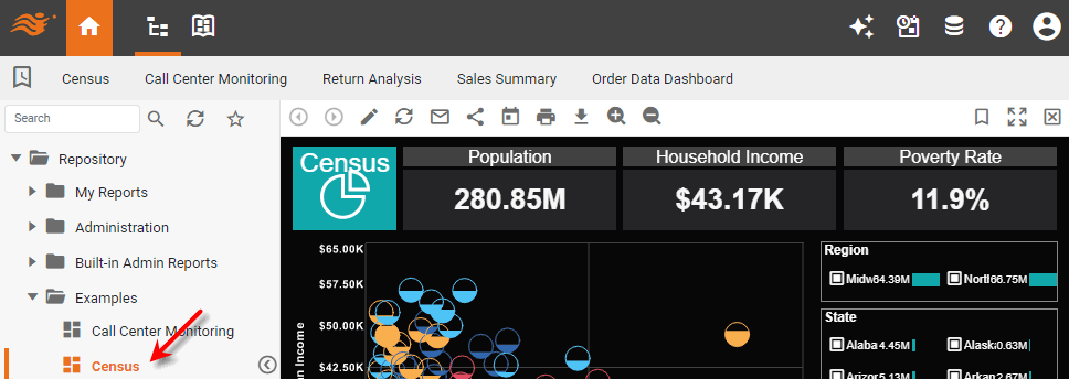 click to select Dashboard