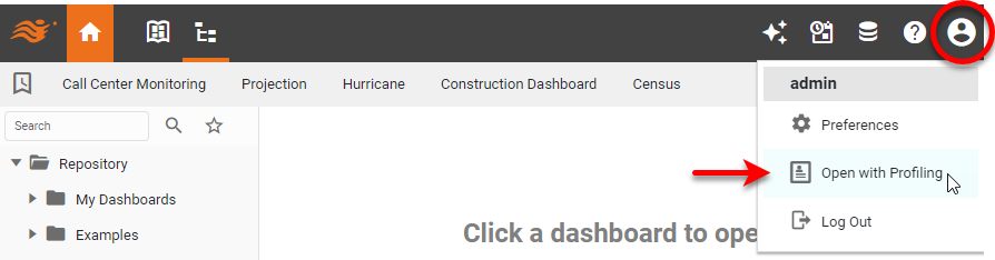 press Setting and select Open with Profiling