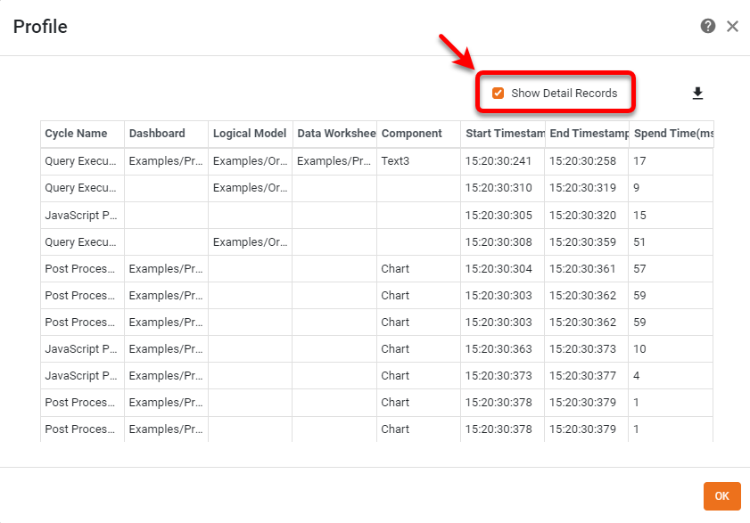 enable Show Detail Records