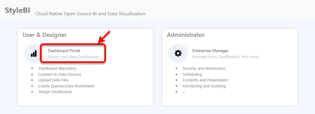 press Dashboard Portal link