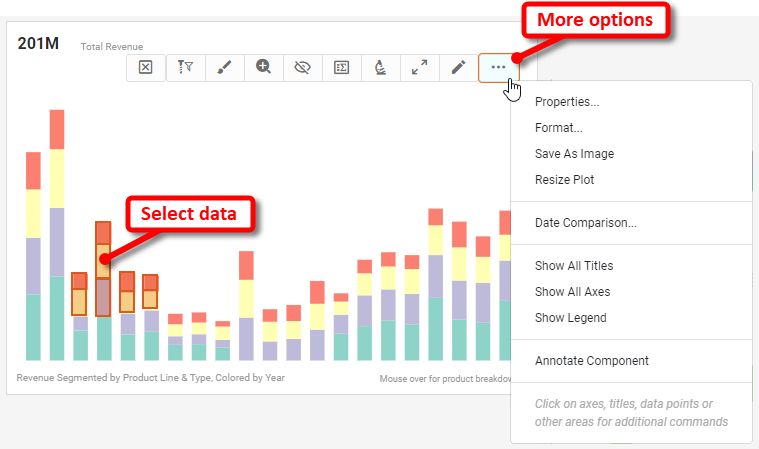 chart mini-toolbar with navigation tools