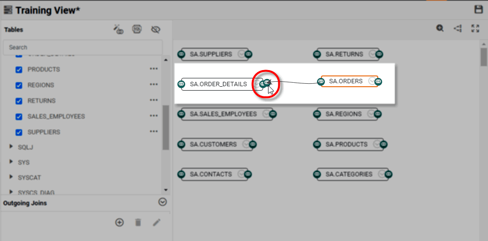 drag join handle to open Join Editor