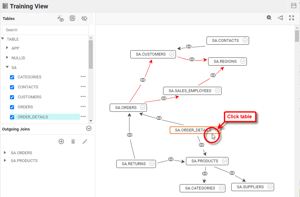 select table with outgoing join