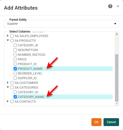 select entity and add attributes