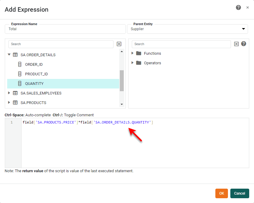 add expression to entity