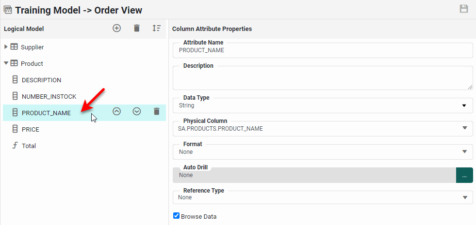 expand entity and select attribute