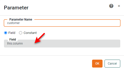 select Field as parameter source