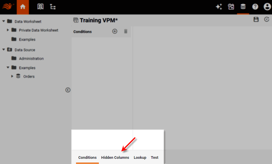 select Hidden Columns tab
