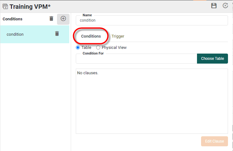 select Conditions sub-tab