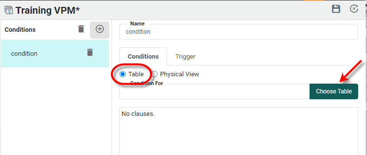 select Table option and press Choose Table