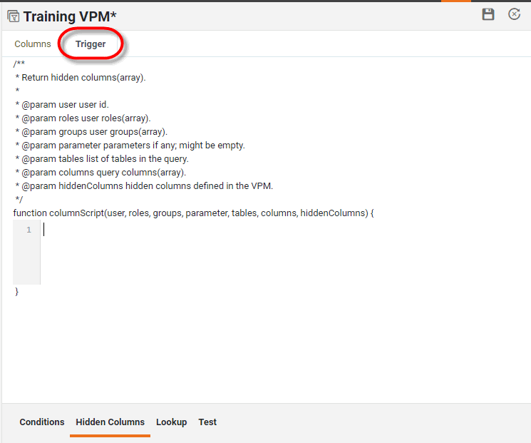 select Trigger sub-tab