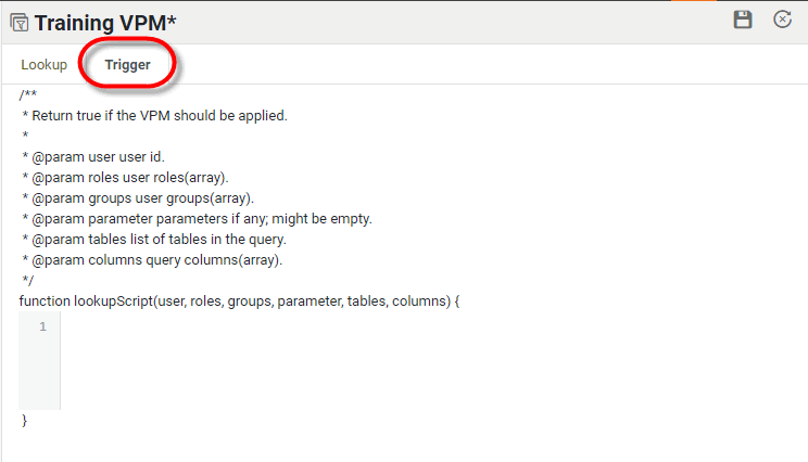 select Trigger sub-tab